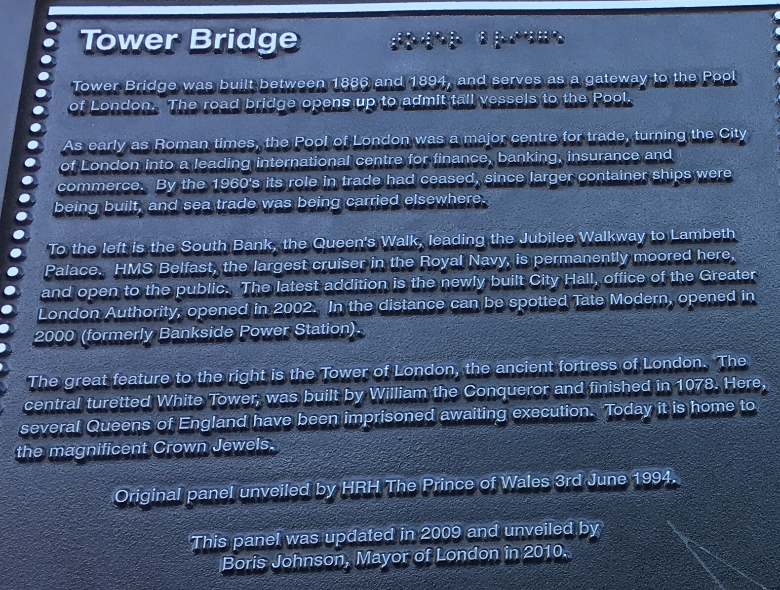 7:3 tower bridge plaque